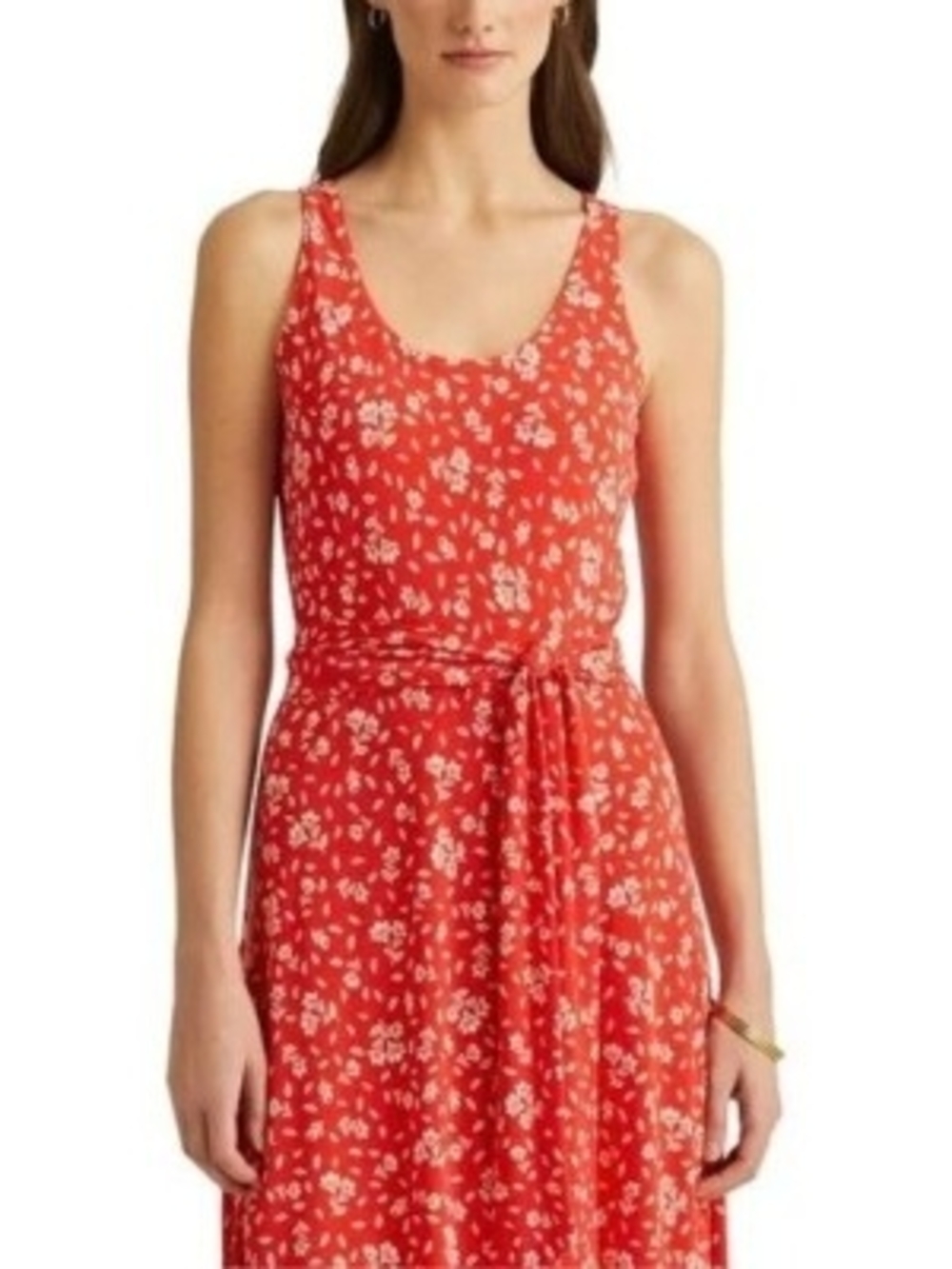 Ralph Lauren Black Label Floral Zawato Sleeveless Dress Coral Size 12